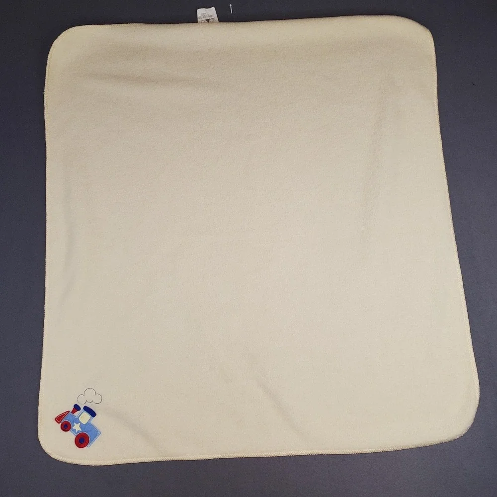 Crown Crafts Train‎ Applique Yellow Baby Blanket Acrylic Polyester Fleece 29x31